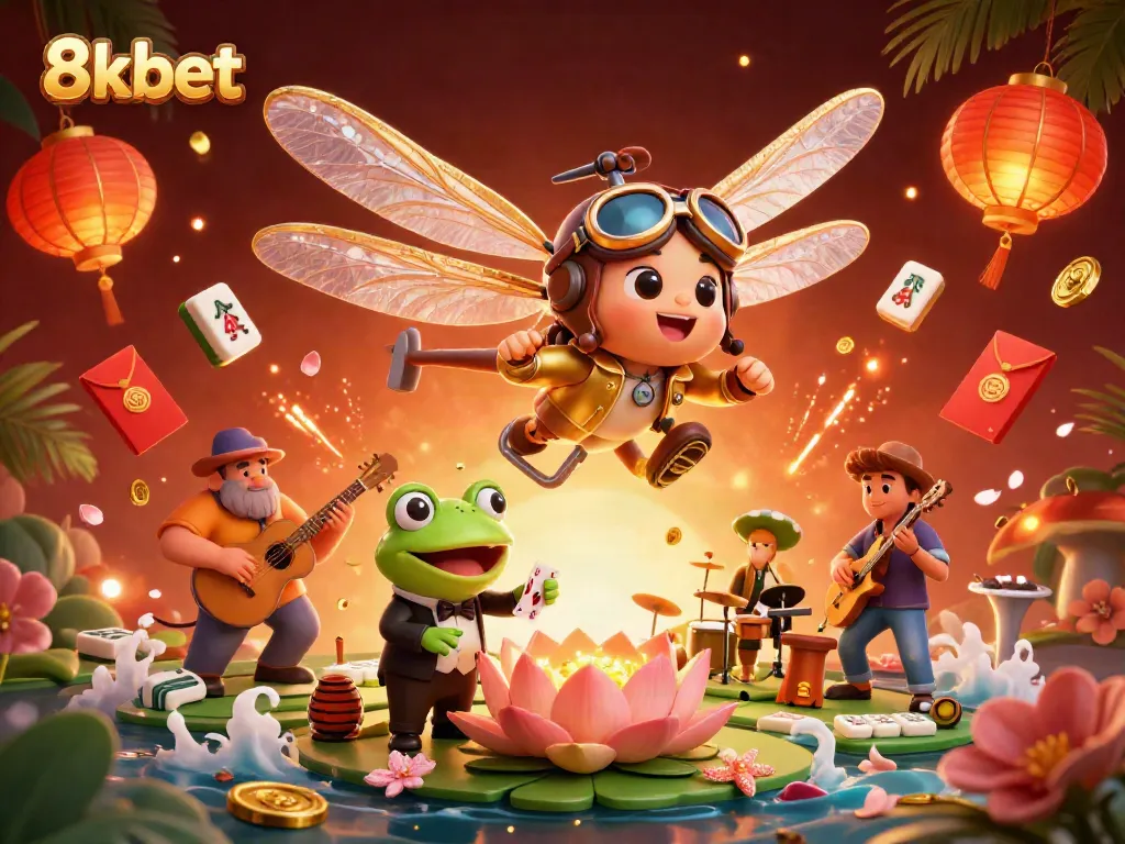 Join the action at 8kbet with vibrant casino games featuring a dragonfly pilot and frog dealer.