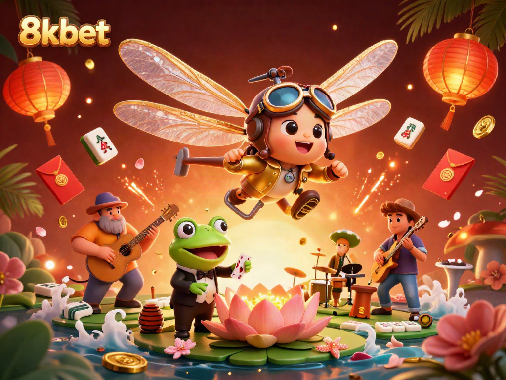 Join the action at 8kbet with vibrant casino games featuring a dragonfly pilot and frog dealer.
