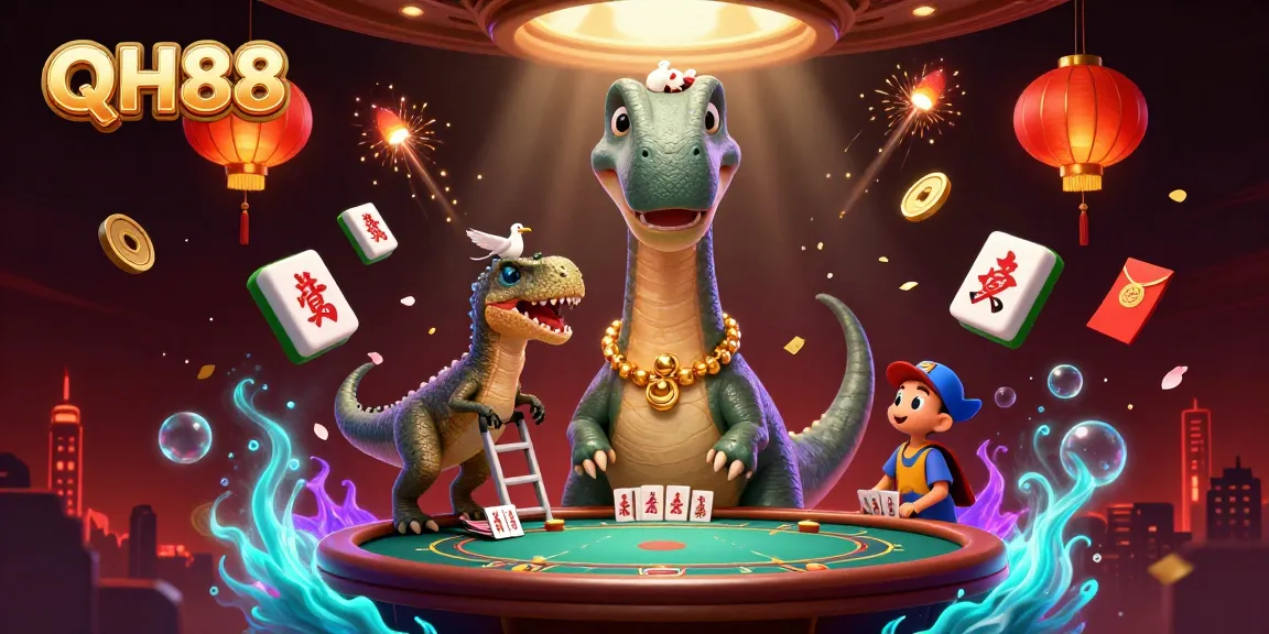 Experience QH88’s dynamic gambling world with a towering brontosaurus and clever raptor dealer.