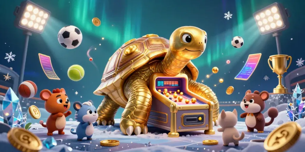 Experience an exciting game scene with cheap criminal lawyers in Atlanta GA depicted in a vibrant, golden tortoise-themed pinball atmosphere.