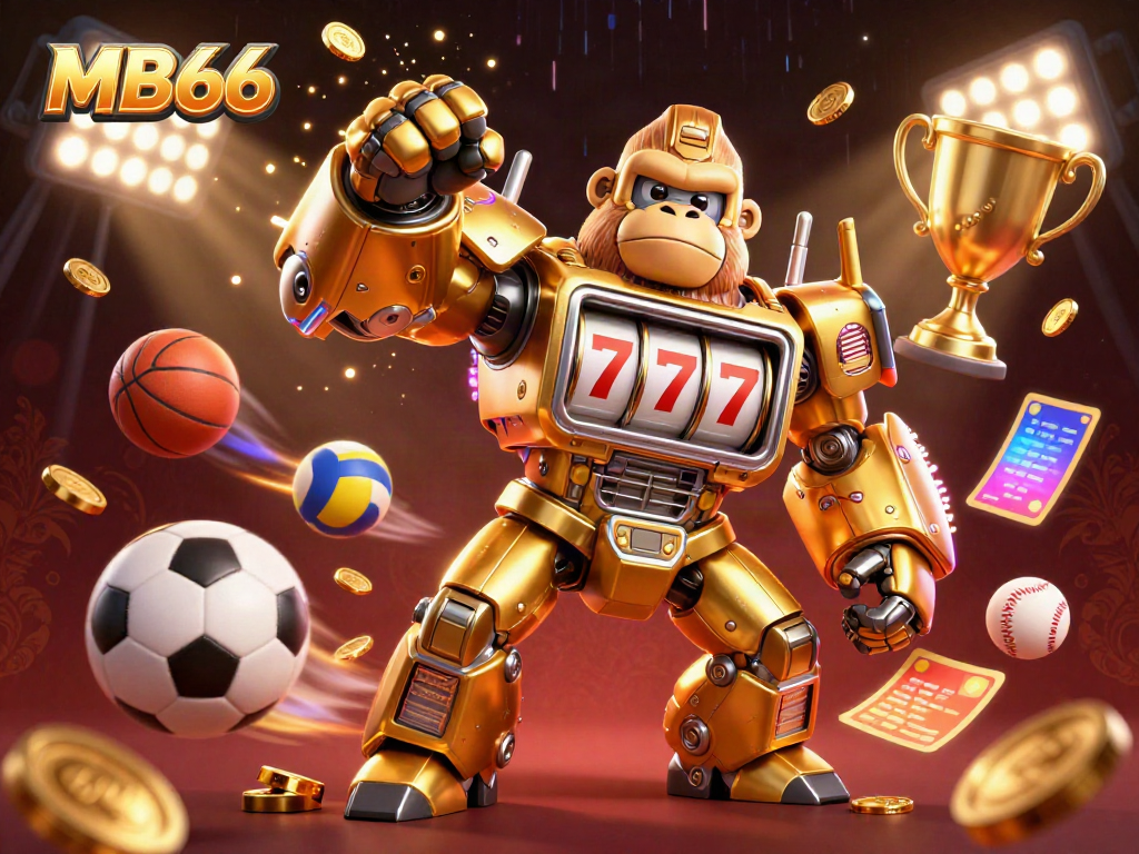 Experience thrilling action with the MB66 transformer gorilla mech in a vibrant casino scene