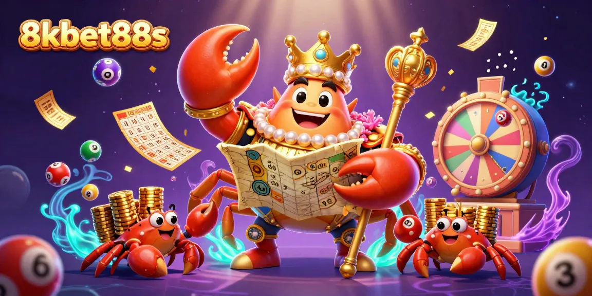 Engage with 8kbet88s in a vibrant 3D casino world where cartoon crabs rule the jackpots and lotteries.