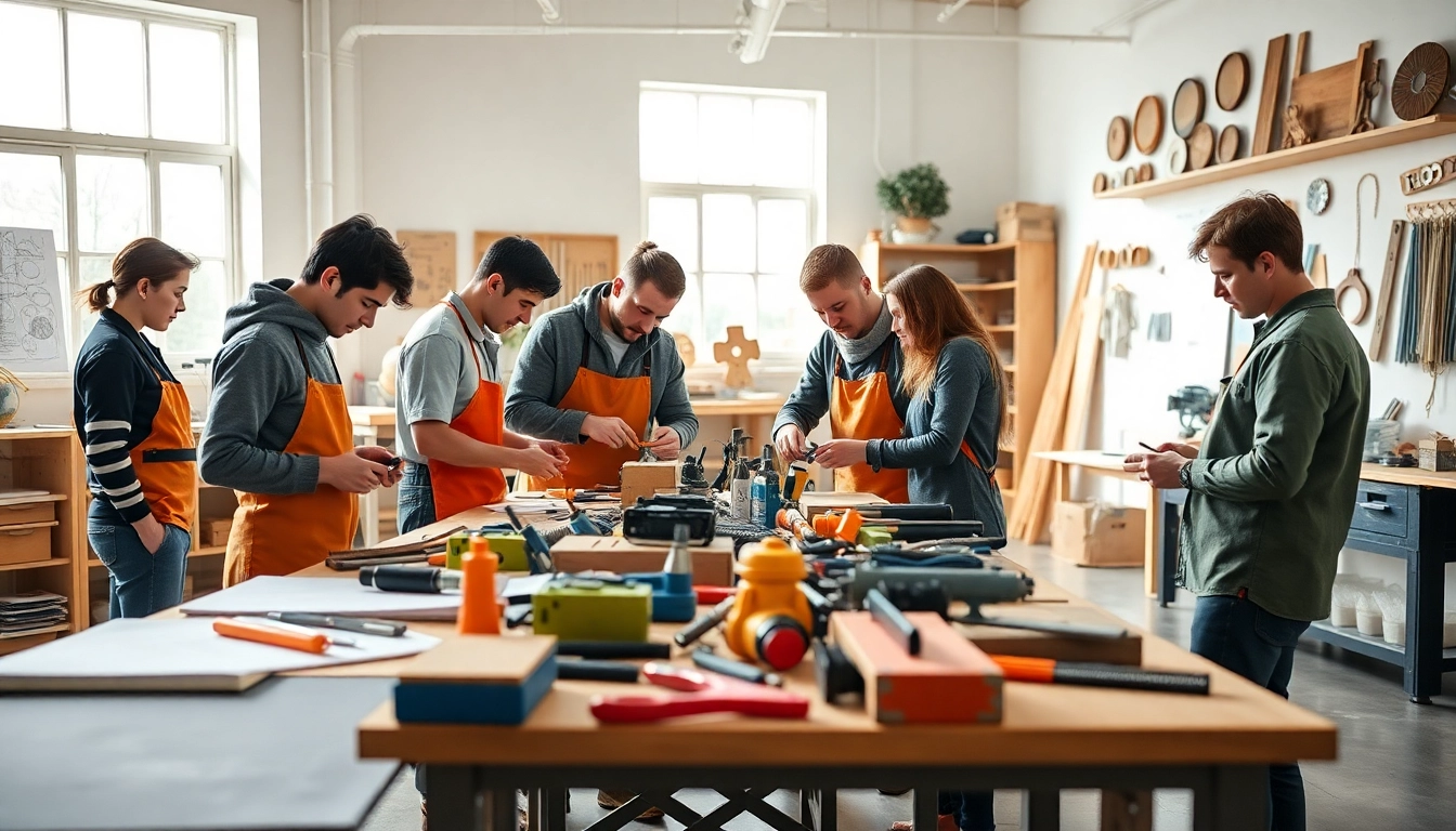 Trainees learn in the craft trainee program california, showcasing hands-on skills in a vibrant workshop.