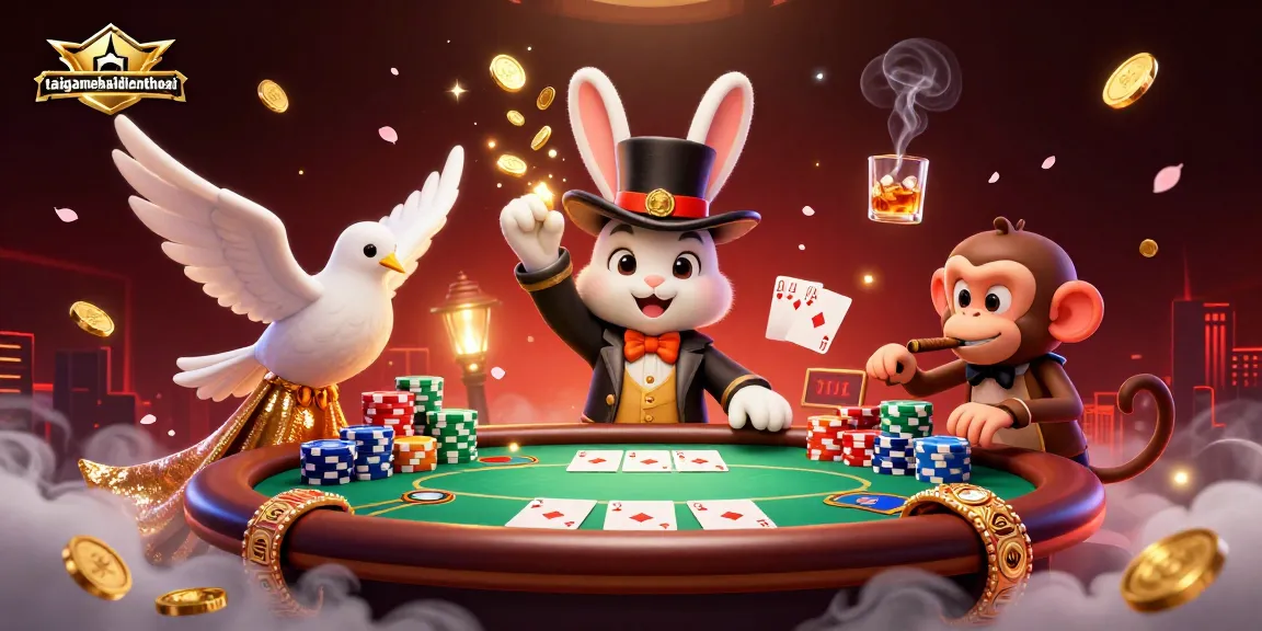 Engage with taigamebaidienthoai and experience the thrill of a magical poker game scene.