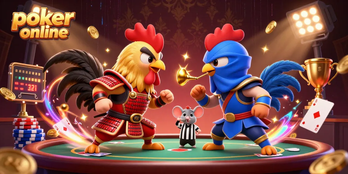 Jouez au poker en ligne avec des personnages animés dans un décor dynamique rempli d'argent et de trophées