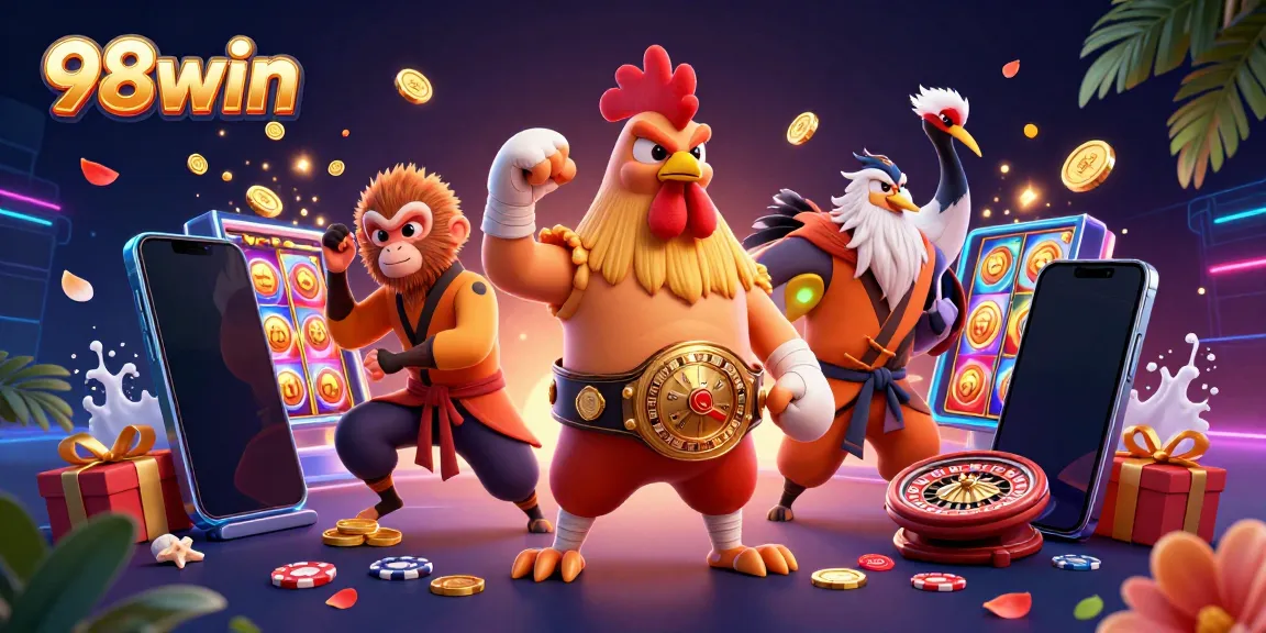 Experience thrilling gameplay at 98win with diverse casino elements and vibrant characters!