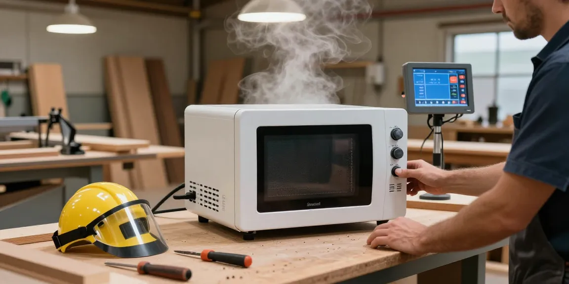 Shashel microwave pest elimination technology in a woodworking workshop, demonstrating efficiency and quality.