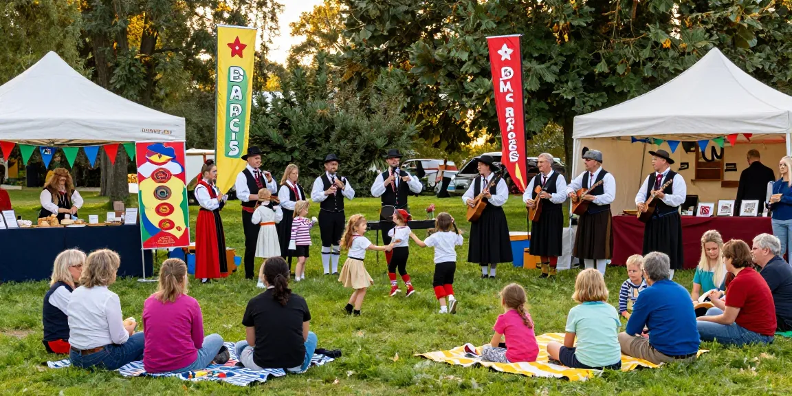 A lively outdoor event showcasing traditional Breton culture and the keyword M98 ล๊อตเว็บตรง 2026 with families enjoying music and art.