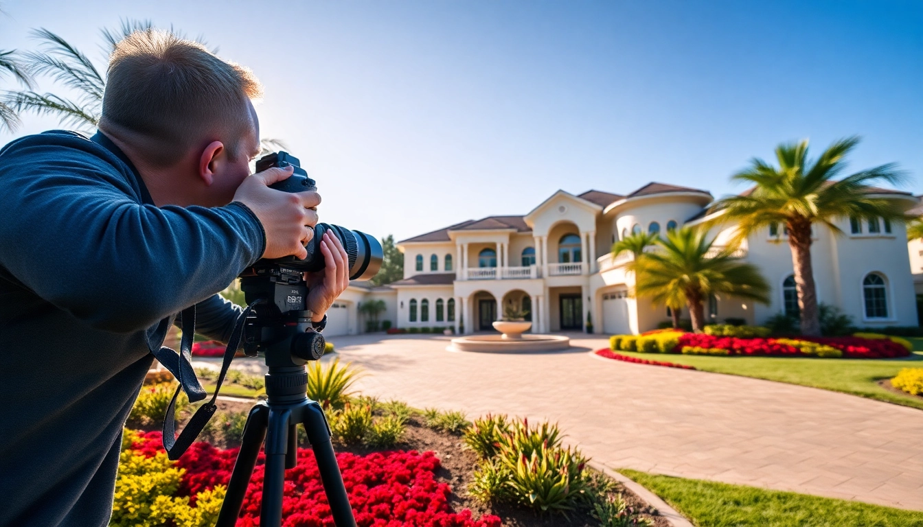 Real Estate Photographer capturing an upscale property showcasing vibrant landscaping.