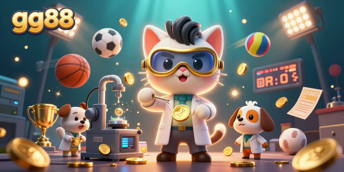 Play at gg88 to win with innovative sports betting action featuring a mad scientist and dog in a vibrant 3D scene.