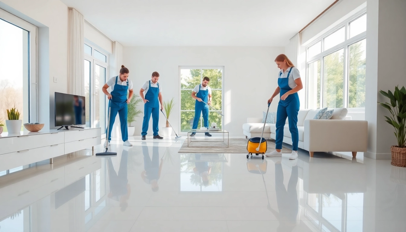 Bond cleaning Logan team efficiently cleaning a bright, modern home environment.