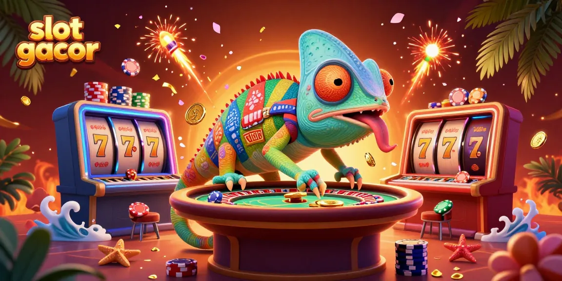 Slot gacor menang dalam perjudian slot dengan chameleon pemilik kasino dan banyak elemen kasino berkilauan