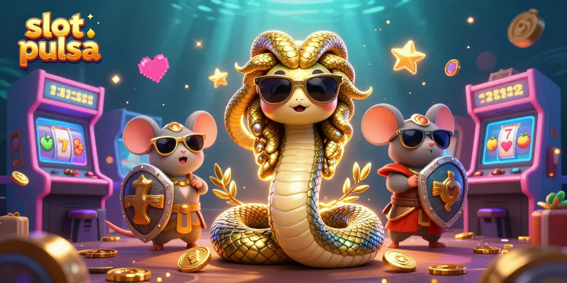 Mesin slot pulsa berputar dengan simbol buah dan jackpot dalam permainan kasino online.