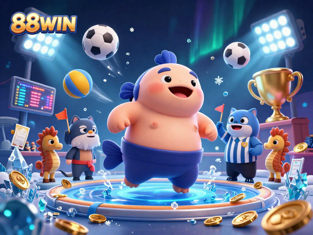 Experience thrilling gameplay at 88WIN with vibrant graphics featuring fun characters in a casino-themed illustration.