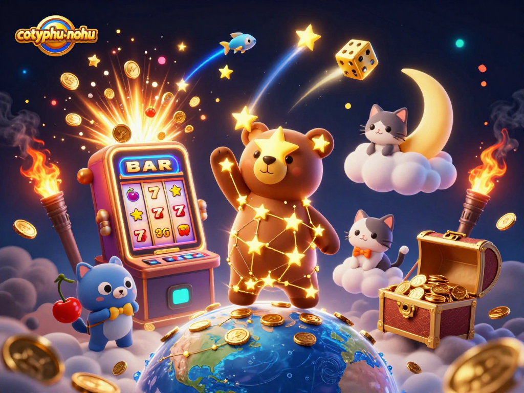 Experience the thrill of cotyphu-nohu with a vibrant, starry night scene depicting gambling excitement and fortune.