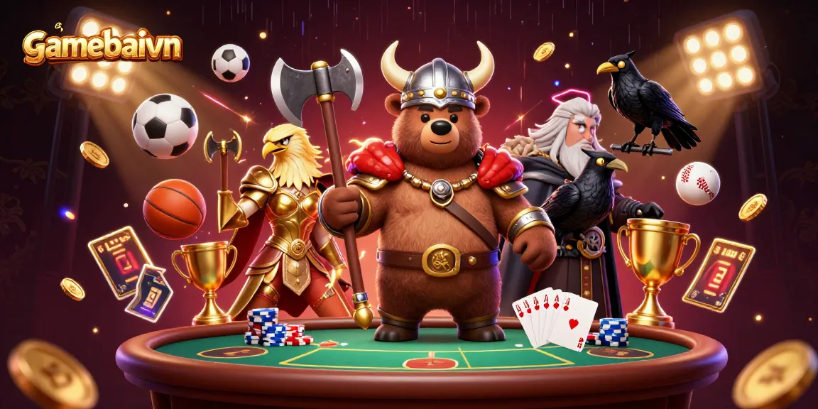 Engage in thrilling poker strategies with gamebaivn's vibrant 3D poker illustration featuring dynamic elements.