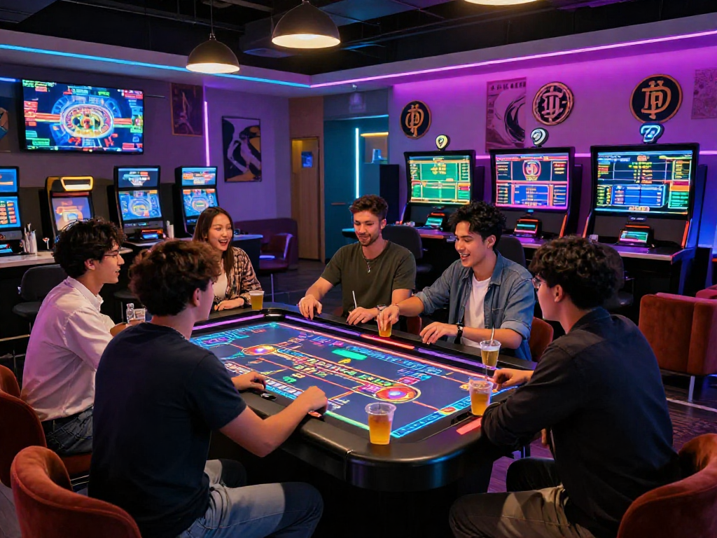 Exciting crypto casino gaming scene with players at a digital roulette table.