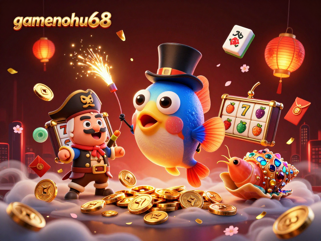 Experience gamenohu68's thrilling casino scene with vibrant characters and dynamic gaming elements.