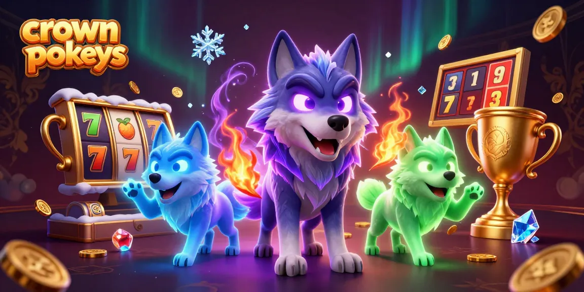 Play crown pokies with exciting slots and jackpots in a vibrant casino illustration