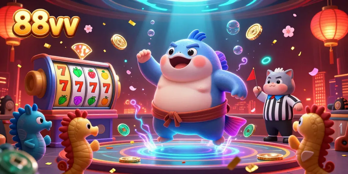 Experience thrilling slot action with 88vv during an underwater casino match showcasing vibrant characters.