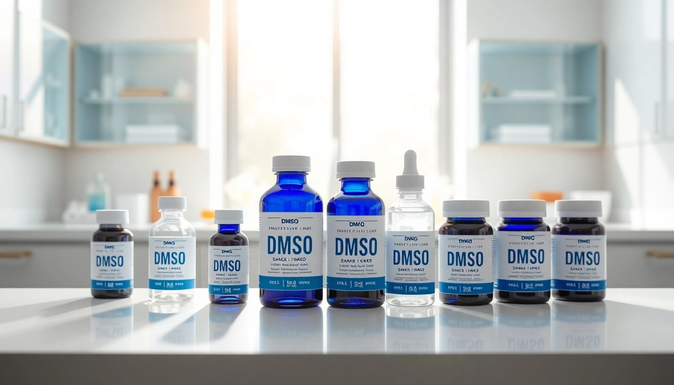 Order high-quality DMSO products with a variety of packaging shown in a professional setting.
