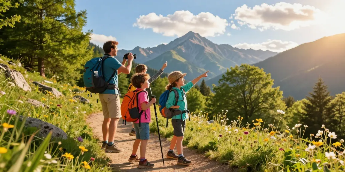 Family exploring nature on a hiking trail, resonating with the mantra88 adventure theme.