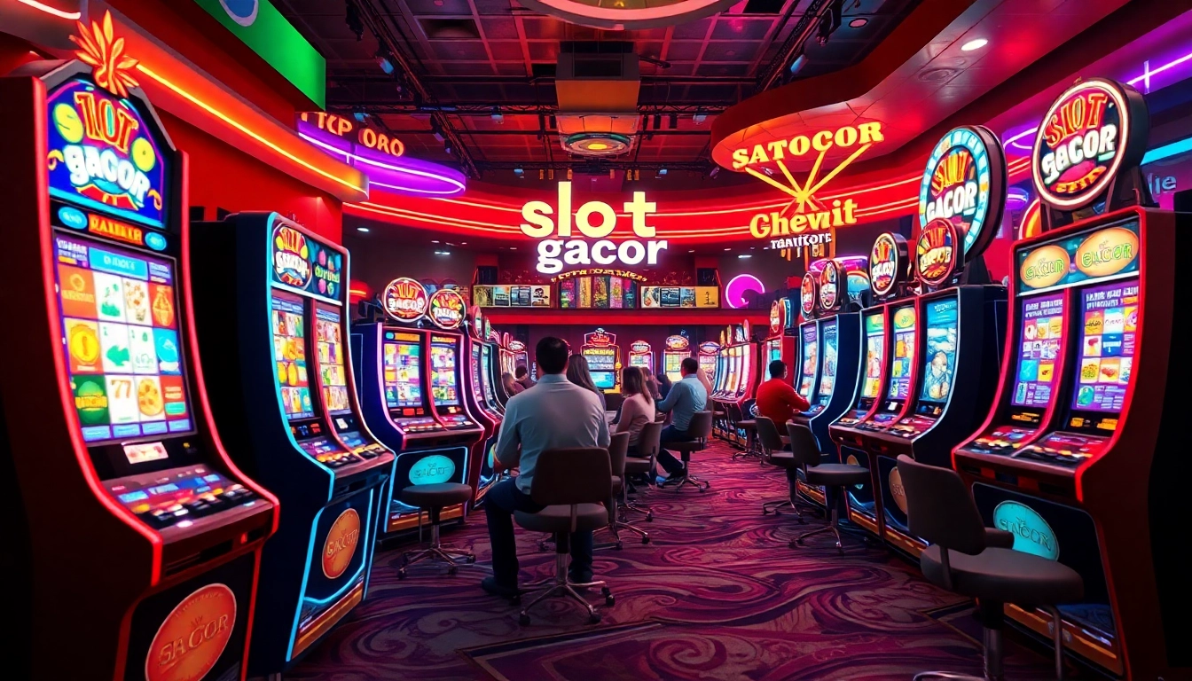 Menangkan slot gacor di mesin slot kasino yang berwarna-warni dan berenergi tinggi.