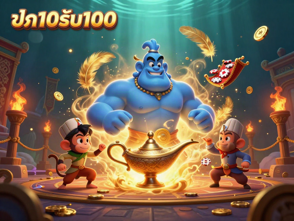 โปรฝาก10รับ100 เรนเดอร์ 3 มิติที่มีกำไรกำลังออกจากตะเกียง สนุกและน่าตื่นเต้น