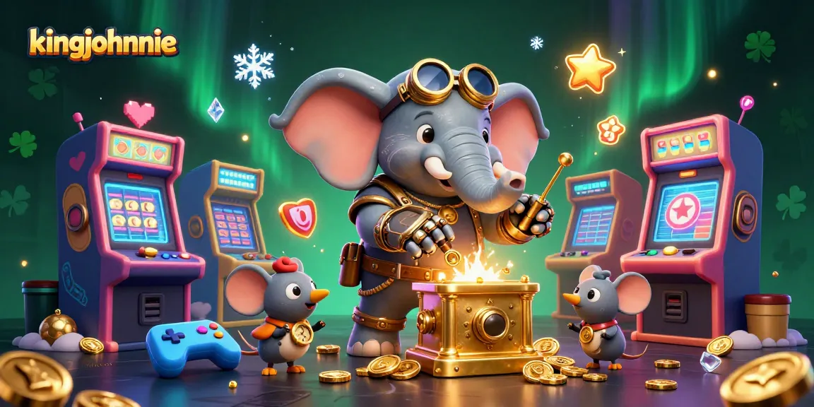 kingjohnnie invites players into a colorful 3D steampunk casino world filled with dynamic slot machines and gaming elements.