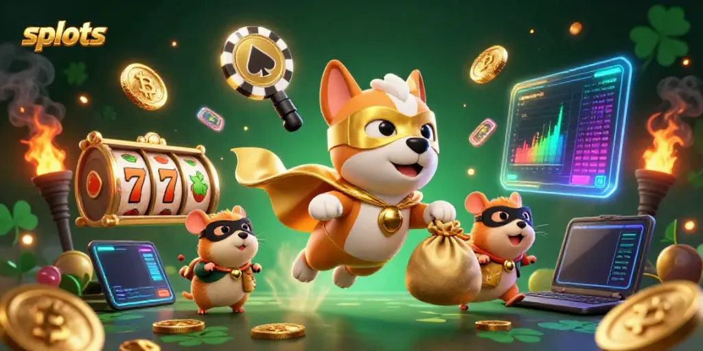Experience thrilling slots gameplay in a dynamic casino scene full of excitement and golden rewards.