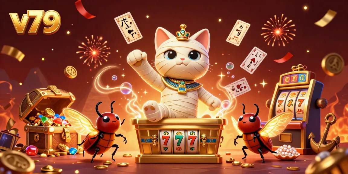 The Egyptian mummy cat in a stunning pyramid casino scene, exemplifying the v79 gaming experience.